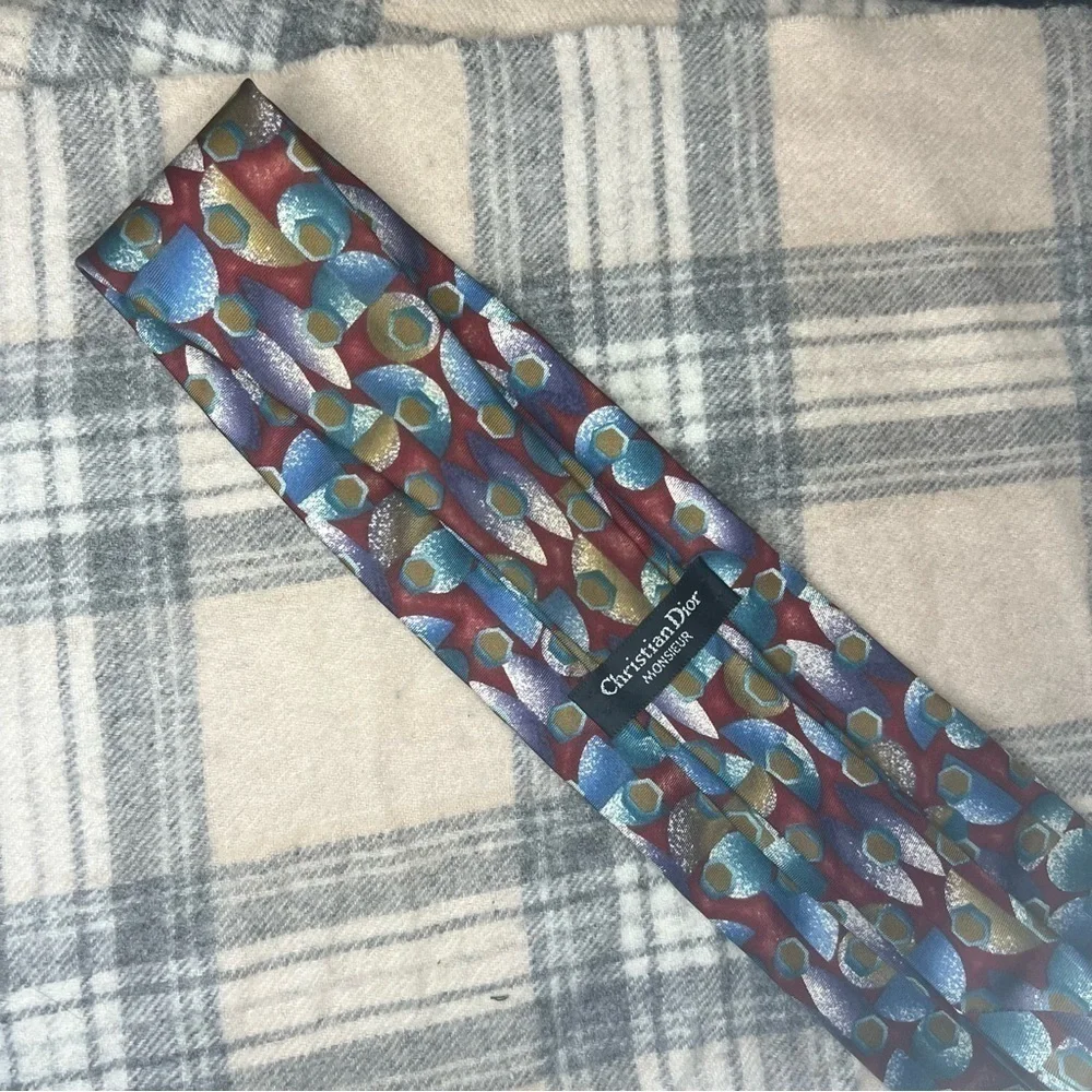Christian Dior Hexagonal Abstract Print Neck Tie